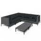 Preview: 6-tlg. Garten-Lounge-Set mit Kissen Poly Rattan Dunkelgrau