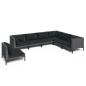 Preview: 7-tlg. Garten-Lounge-Set mit Kissen Poly Rattan Dunkelgrau