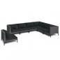 Preview: 7-tlg. Garten-Lounge-Set mit Kissen Poly Rattan Dunkelgrau
