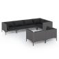 Preview: 7-tlg. Garten-Lounge-Set mit Kissen Poly Rattan Dunkelgrau