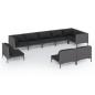 Preview: 9-tlg. Garten-Lounge-Set mit Kissen Poly Rattan Dunkelgrau
