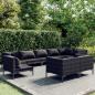 Preview: ARDEBO.de - 9-tlg. Garten-Lounge-Set mit Kissen Rund Rattan Dunkelgrau