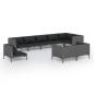 Preview: 9-tlg. Garten-Lounge-Set mit Kissen Rund Rattan Dunkelgrau