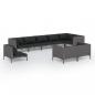 Preview: 9-tlg. Garten-Lounge-Set mit Kissen Rund Rattan Dunkelgrau