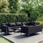 Preview: ARDEBO.de - 10-tlg. Garten-Lounge-Set mit Kissen Poly Rattan Dunkelgrau