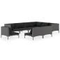 Preview: 9-tlg. Garten-Lounge-Set mit Kissen Poly Rattan Dunkelgrau