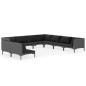 Preview: 9-tlg. Garten-Lounge-Set mit Kissen Poly Rattan Dunkelgrau