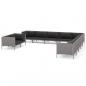 Preview: 11-tlg. Garten-Lounge-Set mit Kissen Poly Rattan Dunkelgrau