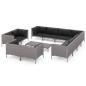 Preview: 12-tlg. Garten-Lounge-Set mit Kissen Poly Rattan Dunkelgrau