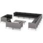 Preview: 14-tlg. Garten-Lounge-Set mit Kissen Poly Rattan Dunkelgrau