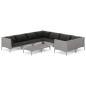 Preview: 9-tlg. Garten-Lounge-Set mit Kissen Poly Rattan Dunkelgrau