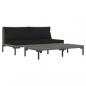 Preview: 3-tlg. Garten-Lounge-Set Dunkelgrau Halbrundes Poly Rattan