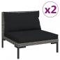 Preview: 3-tlg. Garten-Lounge-Set Dunkelgrau Halbrundes Poly Rattan