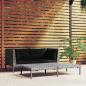 Preview: ARDEBO.de - 3-tlg. Garten-Lounge-Set Dunkelgrau Halbrundes Poly Rattan