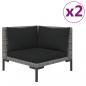 Preview: 3-tlg. Garten-Lounge-Set Dunkelgrau Halbrundes Poly Rattan