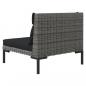 Preview: 3-tlg. Garten-Lounge-Set Dunkelgrau Halbrundes Poly Rattan