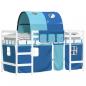 Preview: Kinderhochbett mit Tunnel Blau 80x200 cm Massivholz Kiefer