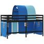 Preview: Kinderhochbett mit Tunnel Blau 90x200 cm Massivholz Kiefer