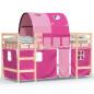 Preview: Kinderhochbett mit Tunnel Rosa 90x190 cm Massivholz Kiefer