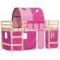 Preview: Kinderhochbett mit Tunnel Rosa 90x190 cm Massivholz Kiefer