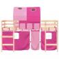 Preview: Kinderhochbett mit Tunnel Rosa 90x190 cm Massivholz Kiefer