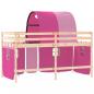 Preview: Kinderhochbett mit Tunnel Rosa 90x190 cm Massivholz Kiefer