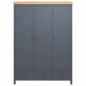 Preview: Kleiderschrank mit 3 Türen Hill Grau 127x50x170 cm Kiefernholz