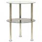 Preview: ARDEBO.de - Beistelltisch mit 2 Ablagen Transparent & Schwarz 38cm Hartglas