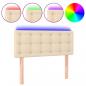 Preview: LED Kopfteil Creme 80x5x78/88 cm Stoff