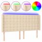 Preview: LED Kopfteil Creme 163x16x118/128 cm Stoff