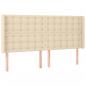Preview: LED Kopfteil Creme 163x16x118/128 cm Stoff