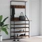 Preview: ARDEBO.de - Kleiderständer mit Schuhablage Braun Eiche-Optik 90x34x184 cm