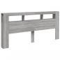 Preview: LED-Kopfteil Grau Sonoma 220x18,5x103,5 cm Holzwerkstoff