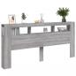 Preview: LED-Kopfteil Grau Sonoma 220x18,5x103,5 cm Holzwerkstoff