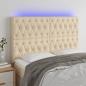 Preview: ARDEBO.de - LED Kopfteil Creme 144x7x118/128 cm Stoff