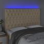 Preview: LED Kopfteil Creme 144x7x118/128 cm Stoff