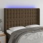 Preview: ARDEBO.de - LED Kopfteil Dunkelbraun 147x16x118/128 cm Stoff