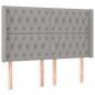 Preview: Boxspringbett mit Matratze & LED Hellgrau 140x190 cm Stoff