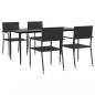 Preview: ARDEBO.de - 5-tlg. Garten-Essgruppe Schwarz Poly Rattan