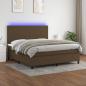 Preview: ARDEBO.de - Boxspringbett mit Matratze & LED Dunkelbraun 180x200 cm Stoff