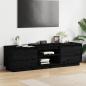 Preview: ARDEBO.de - TV-Schrank Schwarz 140x35x40 cm Massivholz Kiefer