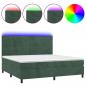 Preview: Boxspringbett mit Matratze & LED Dunkelgrün 200x200 cm Samt