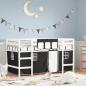 Preview: ARDEBO.de - Kinderhochbett mit Vorhängen Weiß und Schwarz Massivholz Kiefer