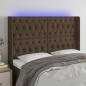 Preview: ARDEBO.de - LED Kopfteil Dunkelbraun 163x16x118/128 cm Stoff