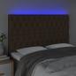 Preview: LED Kopfteil Dunkelbraun 160x7x118/128 cm Stoff