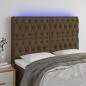 Preview: ARDEBO.de - LED Kopfteil Dunkelbraun 144x7x118/128 cm Stoff