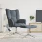 Preview: ARDEBO.de - Relaxsessel mit Hocker Dunkelgrau Samt