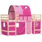 Preview: Kinderhochbett mit Tunnel Rosa 80x200 cm Massivholz Kiefer