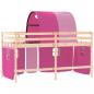 Preview: Kinderhochbett mit Tunnel Rosa 80x200 cm Massivholz Kiefer