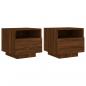 Preview: Nachttische mit LED-Leuchten 2 Stk. Braun Eiche 40x39x37 cm